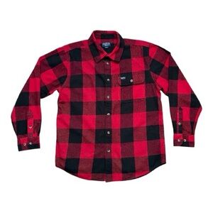 Smith’s Workwear Men’s Large Red Black Buffalo Plaid Flannel Shirt Button Front